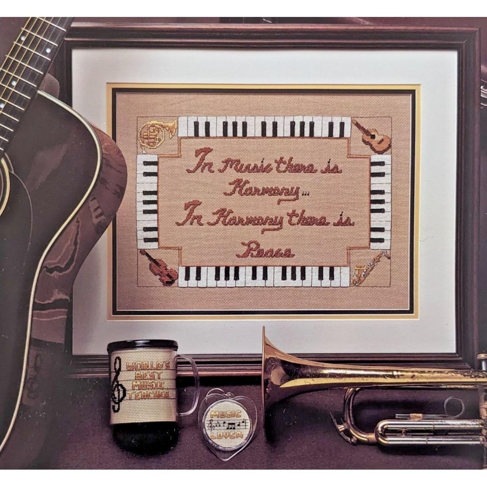 VTG 1990s Symphony Sampler Music Theme Counted Cross Stitch Kit Great Big Graphs